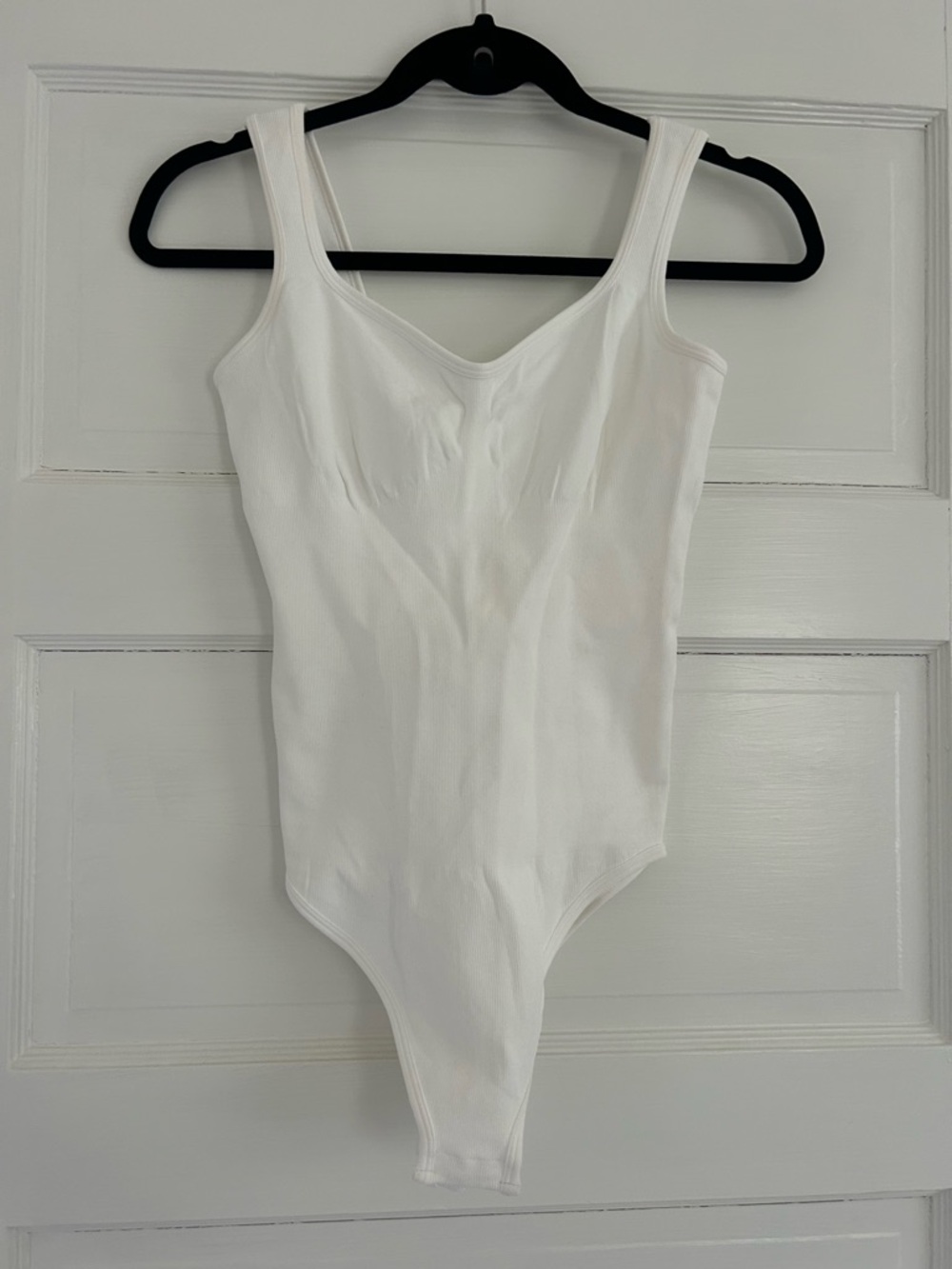 White Ribbed Tank Bodysuit
